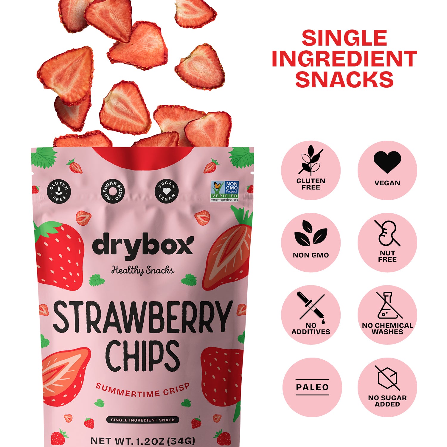 STRAWBERRY CHIPS - 1 PACK - 1.2 OZ - SUMMERTIME CRISP – drybox
