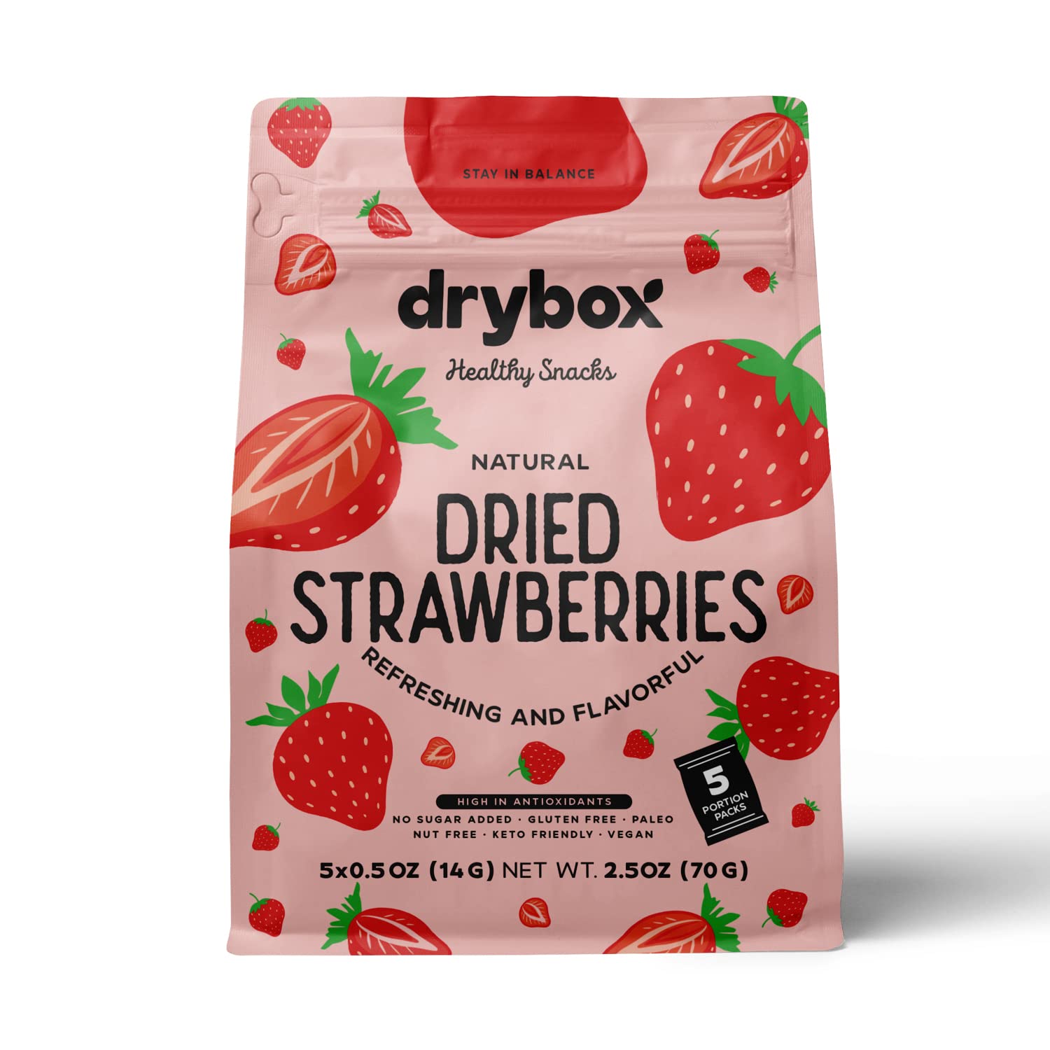 Dried Strawberries - 5 Portion - 2.5 Oz - 70 G - Refreshing and