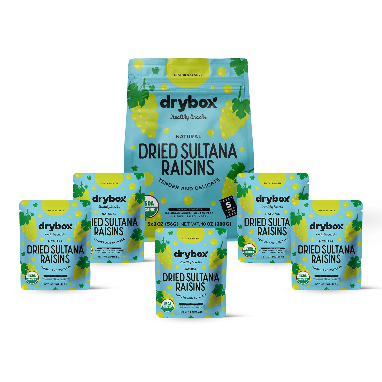Dried Raisins Pack Dried Sultana Raisins - 5 Portion - 10 Oz - 280 G - Tender and Delicate ...